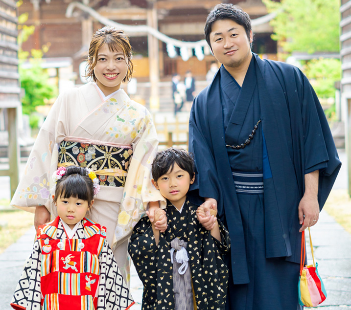 七五三での家族写真